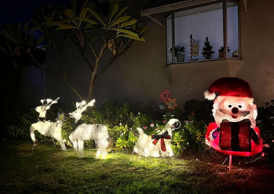 Christmas Yard Decorations Reindeer Shaped Led Lights And Mini Santa Clause