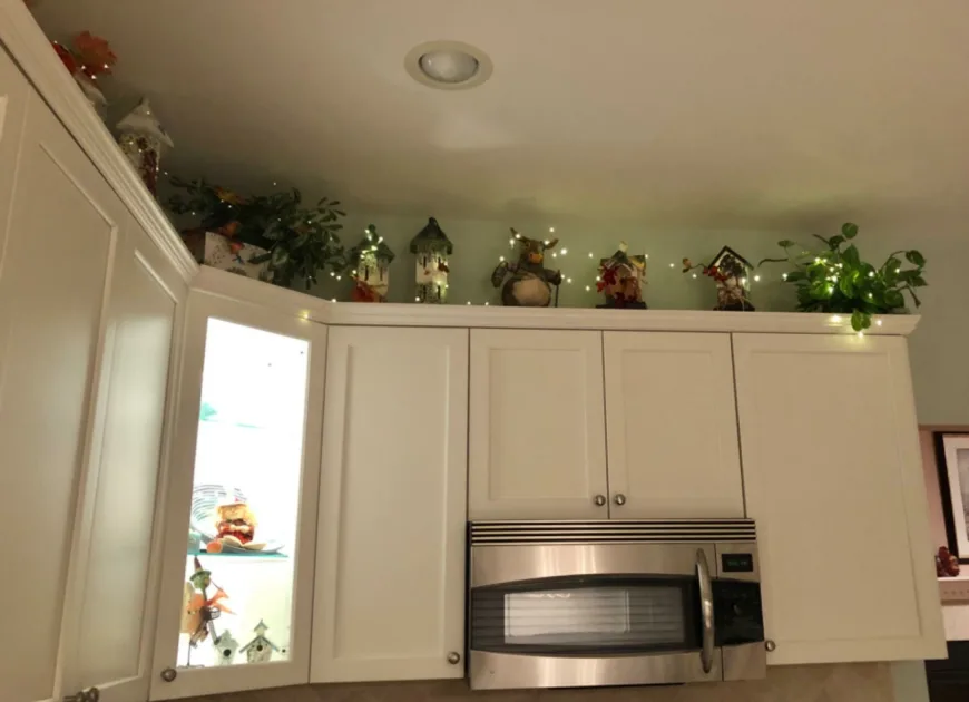 Warm White Kitchen Cabinets Plants Cupboards Fairy Lights